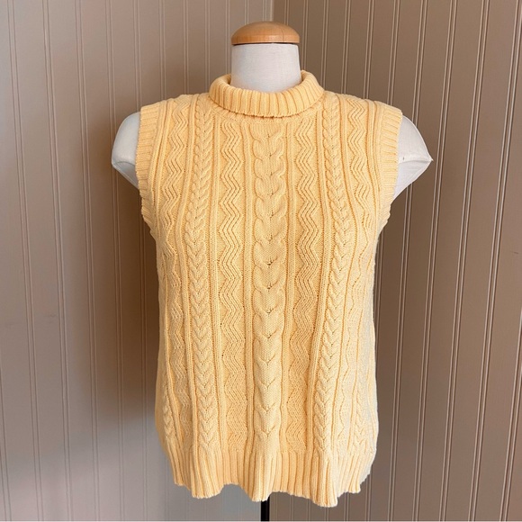 Jessica Jackets & Blazers - 100% Cotton Yellow Cable Knit Sweater Vest by Jessica Women’s Large